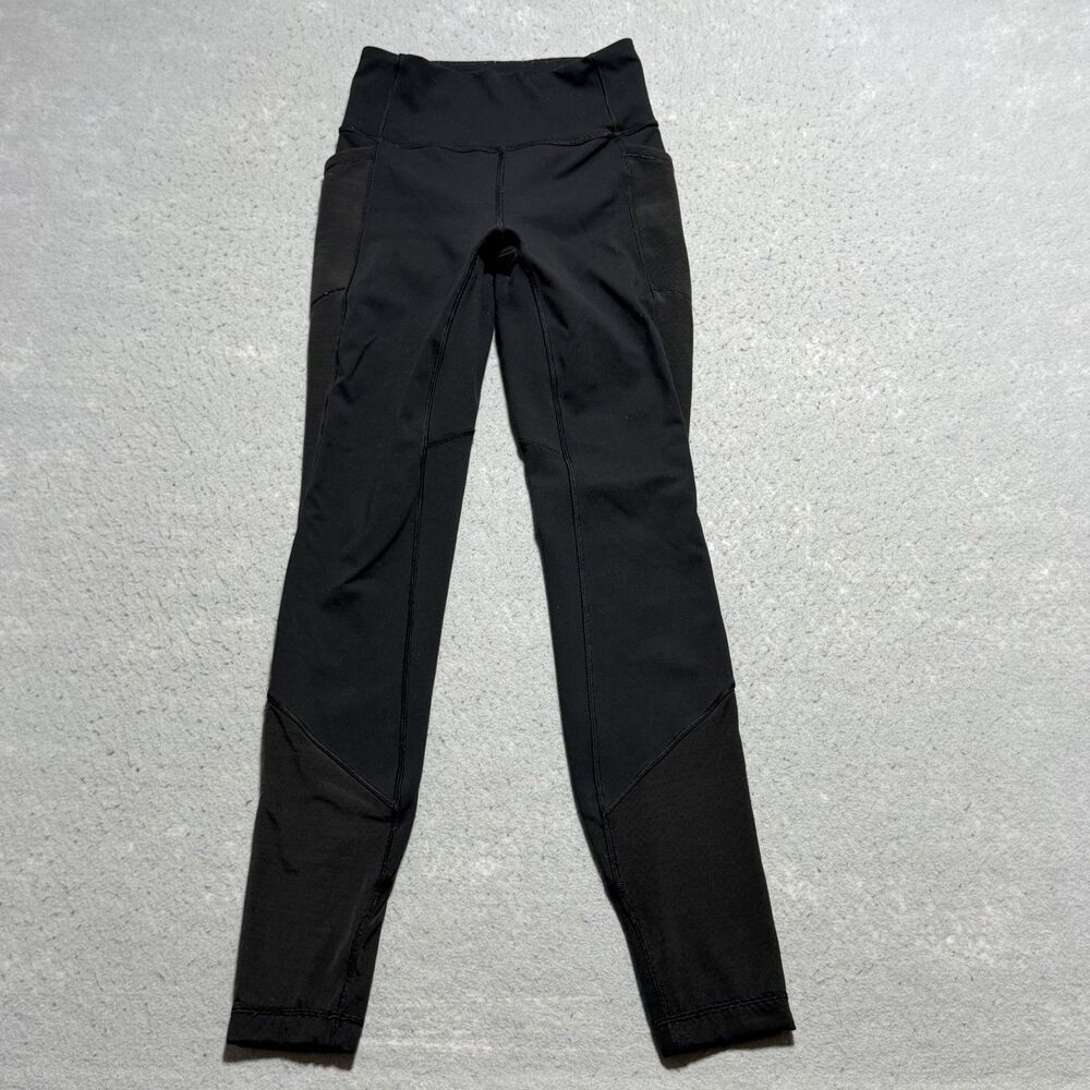 Lululemon Leggings Women’s Size 4 Black Mesh Inseam 28” Athleisure